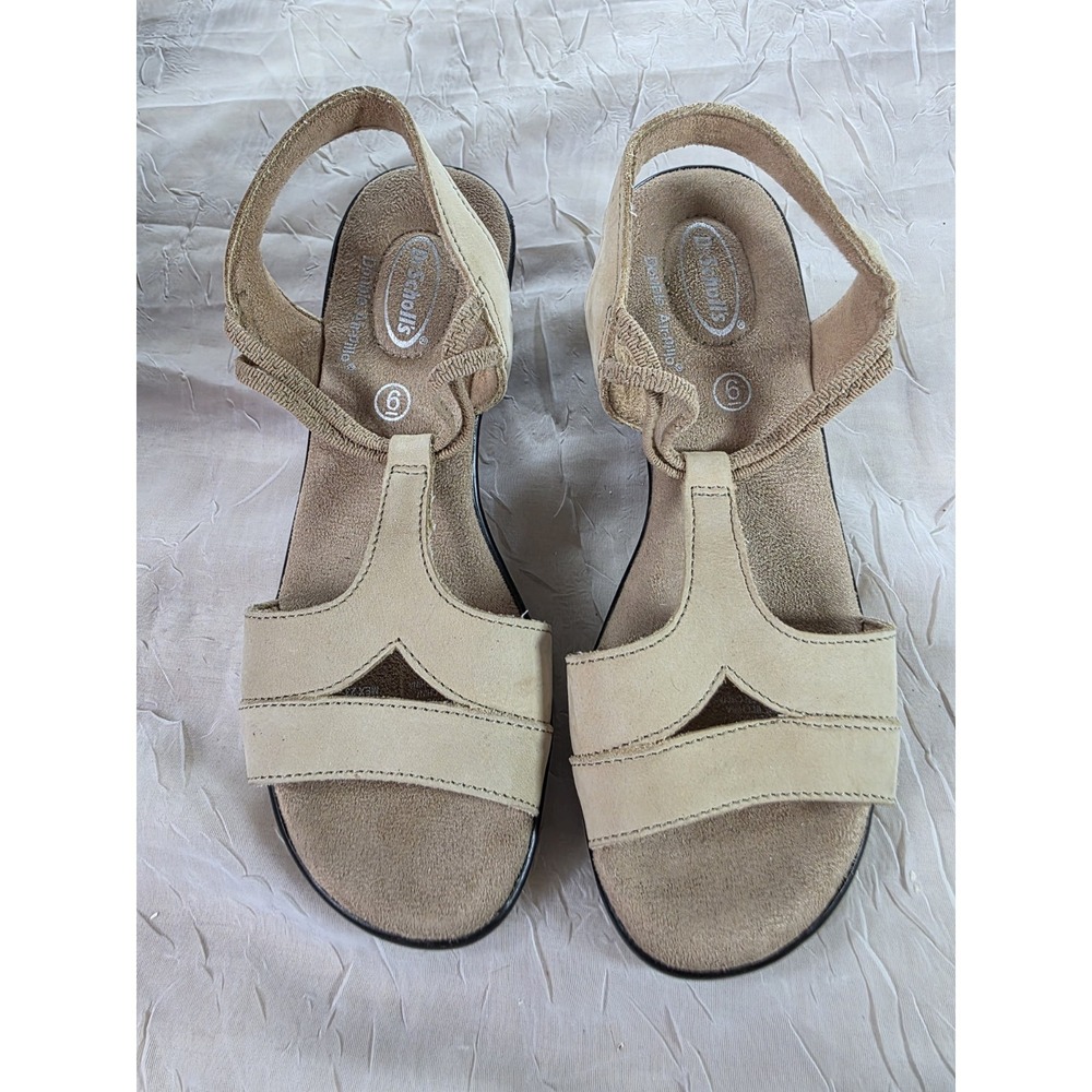 Dr. Scholl's Light Tan Suede Cushion Comfort Block Heel Sandals Size 6